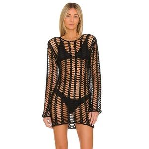 Superdown Black Crochet Mini Dress